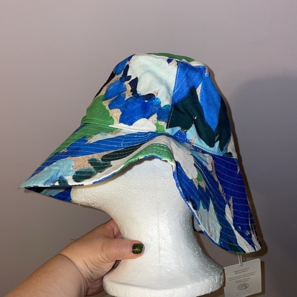 Baiia Linen Bucket Hat - Monet Wide Brim Sun Blue Green White Australia main image 15